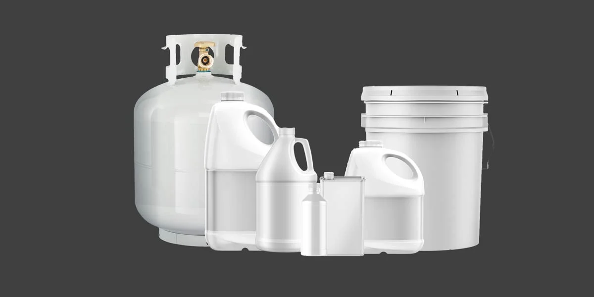 various blank plastic containers without stretch sleeves